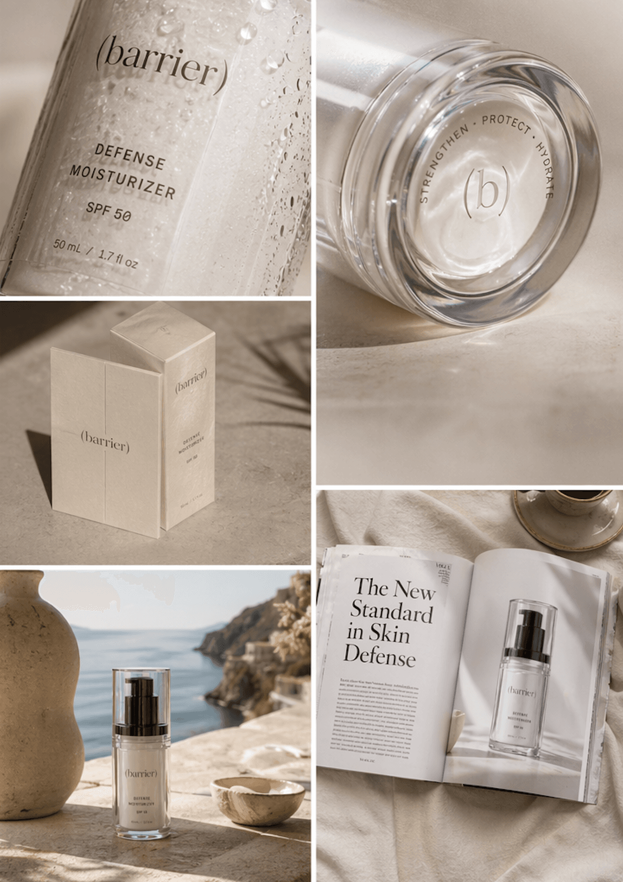 Barrier sunscreen product texture and packaging